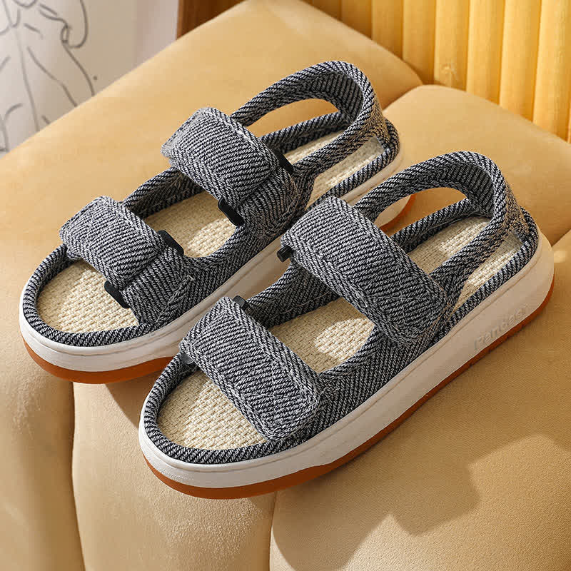 Atmungsaktive, rutschfeste Leinen-Sandalen mit Klettverschluss - Grau - EU45-46 (US11-12) - image 8
