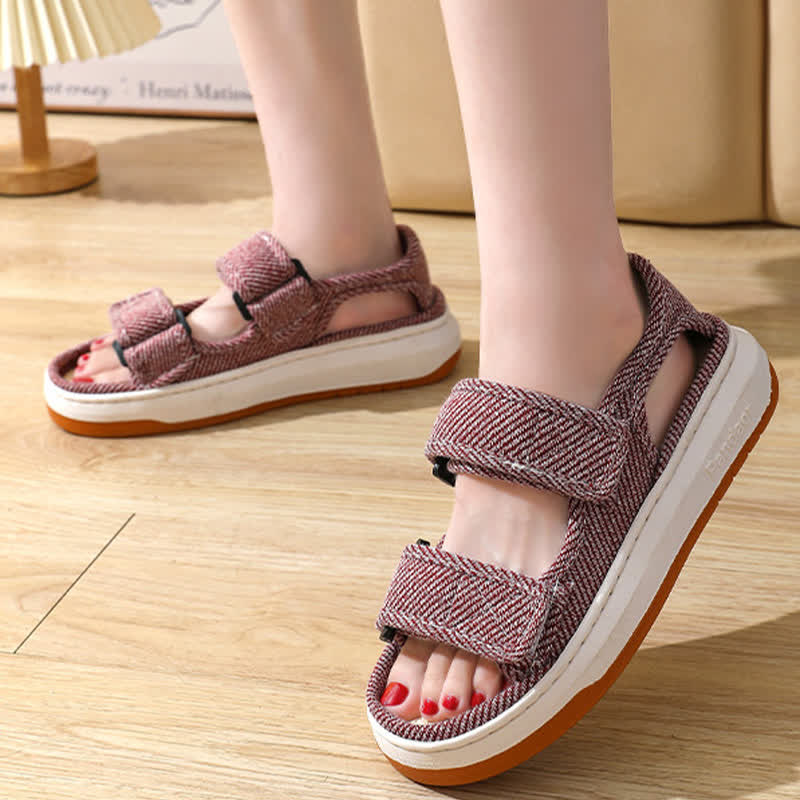 Atmungsaktive, rutschfeste Leinen-Sandalen mit Klettverschluss - image 3