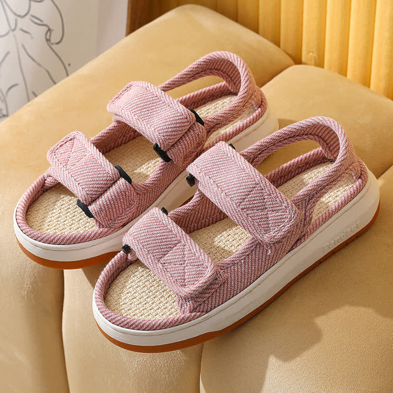Atmungsaktive, rutschfeste Leinen-Sandalen mit Klettverschluss - Rosa - EU39-40 (US6-7) - image 7