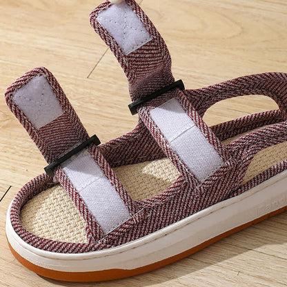 Atmungsaktive, rutschfeste Leinen-Sandalen mit Klettverschluss - image 5