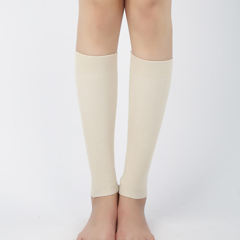 Wadenstulpen aus Baumwolle, einfarbig, hochelastisch (2 Paar) - Beige - XL - image 12