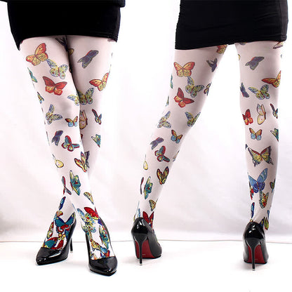 Strumpfhose mit Blumen- und Schmetterlingsmuster - A - Einheitsgröße - image 2