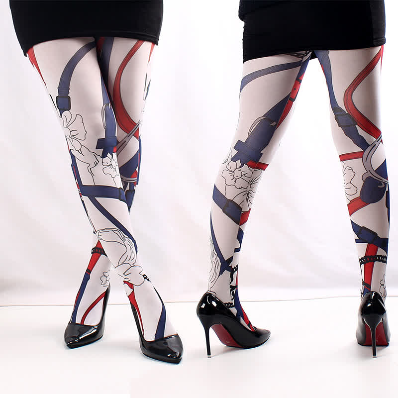 Strumpfhose mit Blumen- und Schmetterlingsmuster - C - Einheitsgröße - image 6