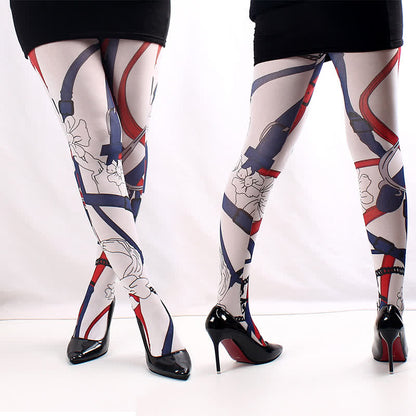 Strumpfhose mit Blumen- und Schmetterlingsmuster - C - Einheitsgröße - image 6