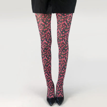 Strumpfhose mit Blumen- und Schmetterlingsmuster - A - Einheitsgröße - image 0
