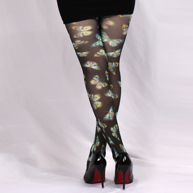 Strumpfhose mit Blumen- und Schmetterlingsmuster - image 4