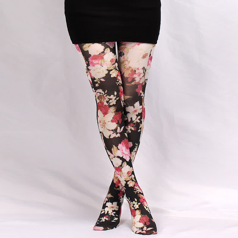 Strumpfhose mit Blumen- und Schmetterlingsmuster - C - Einheitsgröße - image 2