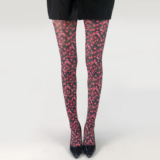 Strumpfhose mit Blumen- und Schmetterlingsmuster - A - Einheitsgröße - image 0