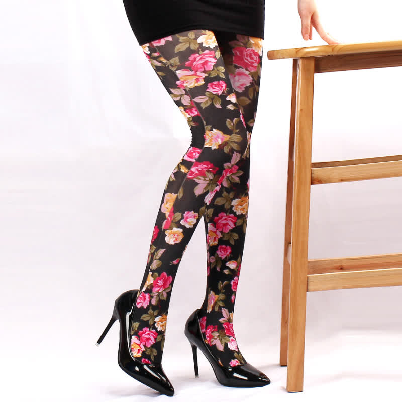 Strumpfhose mit Blumen- und Schmetterlingsmuster - E - Einheitsgröße - image 6