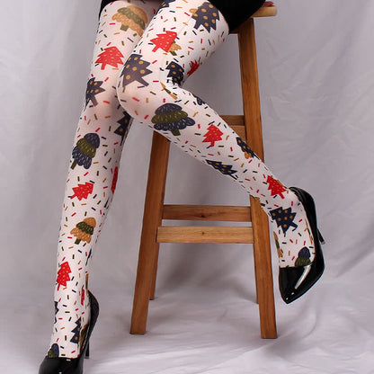 Strumpfhose mit Vintage-Karomuster und Herz-Print