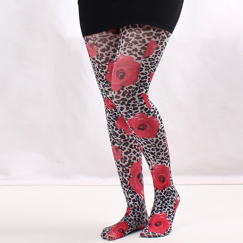 Strumpfhose mit Vintage-Blumenmuster und Punkten - B - Einheitsgröße - image 2