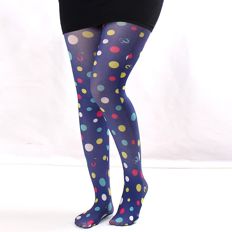 Strumpfhose mit Vintage-Blumenmuster und Punkten - D - Einheitsgröße - image 4