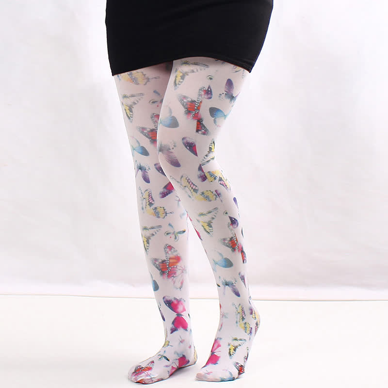 Strumpfhose mit Vintage-Blumenmuster und Punkten - A - Einheitsgröße - image 1