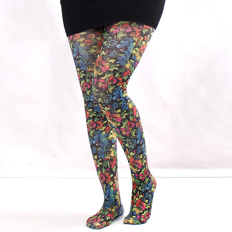 Strumpfhose mit Vintage-Blumenmuster und Punkten - E - Einheitsgröße - image 5