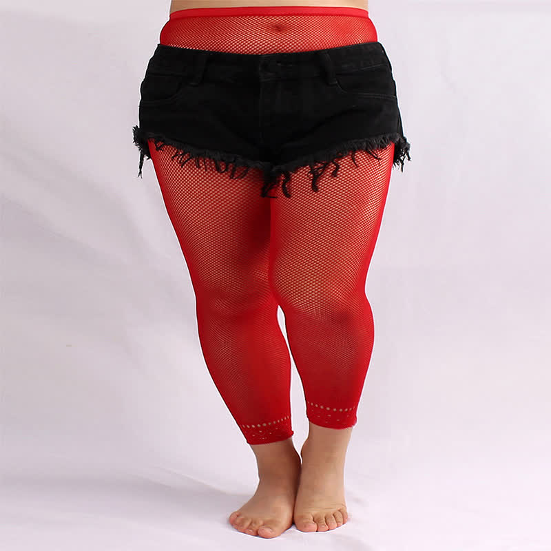 Sexy Strumpfhose mit hohlem Mini-Netzstoff in Übergröße (3 Paar) - Rot - Einheitsgröße - image 4