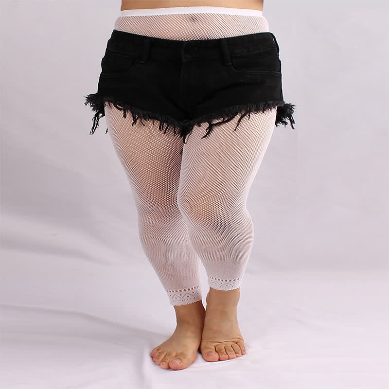 Sexy Strumpfhose mit hohlem Mini-Netzstoff in Übergröße (3 Paar) - Weiß - Einheitsgröße - image 3