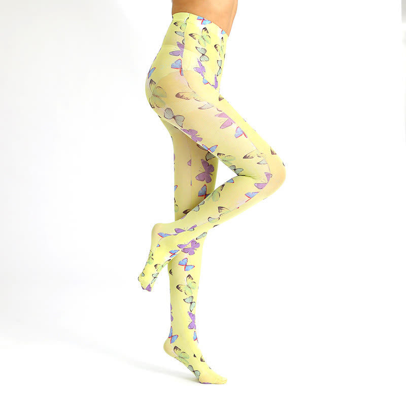 Strumpfhose mit Vintage-Blumenprint und Leopardenmuster - image 8