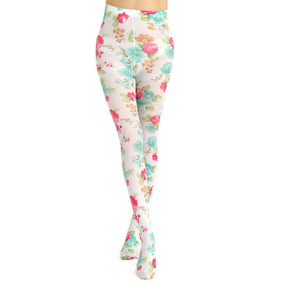 Strumpfhose mit Vintage-Blumenprint und Leopardenmuster - image 10