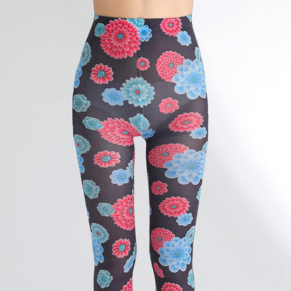 Strumpfhose mit Vintage-Blumenprint und Leopardenmuster - image 13