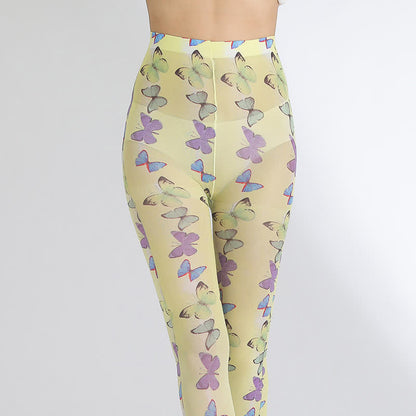Strumpfhose mit Vintage-Blumenprint und Leopardenmuster - image 8