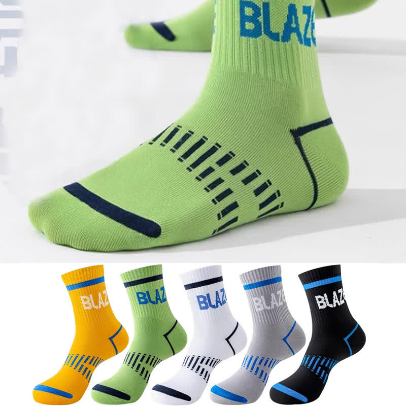 Sport-Kompressionssocken mit Buchstabendruck (5 Paar)