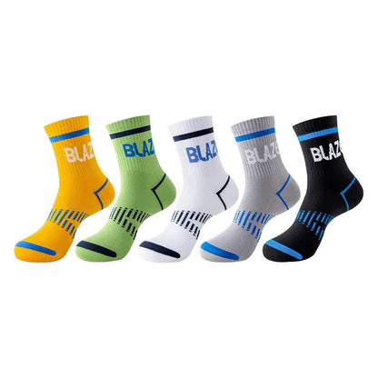 Sport-Kompressionssocken mit Buchstabendruck (5 Paar)