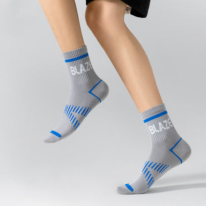 Sport-Kompressionssocken mit Buchstabendruck (5 Paar)