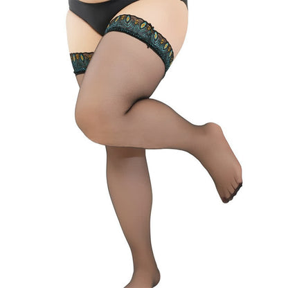 Sexy Strümpfe mit Pfauenspitze und hohem Beinausschnitt (2 Paar)
