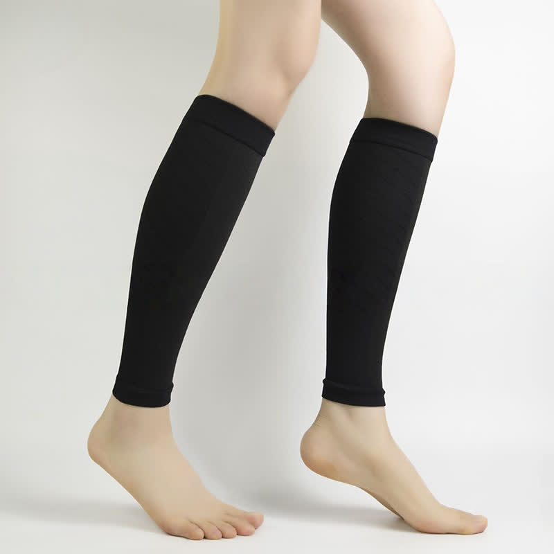Einfarbige Sport-Wadenkompressionsärmel - Schwarz - XL - image 1