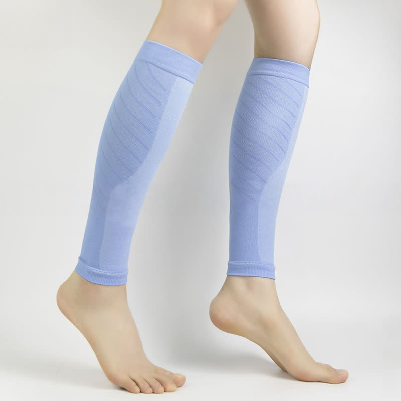 Einfarbige Fitness-Wadenkompressionsärmel - Hellblau - XL - image 9