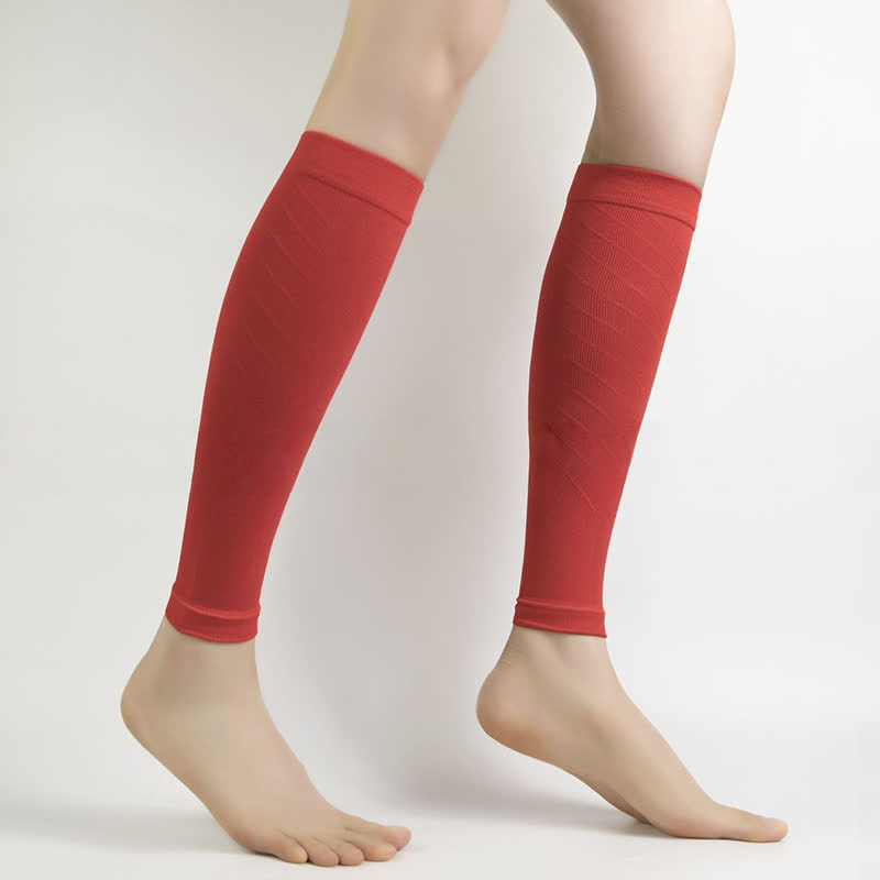 Einfarbige Fitness-Wadenkompressionsärmel - Rot - XL - image 5