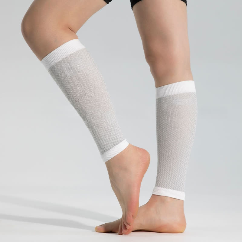 Sportliche Wadenkompressionsärmel mit Kontrastbesatz - Weiß&Grau - Einheitsgröße - image 3