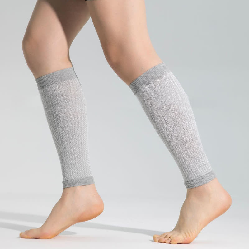 Sportliche Wadenkompressionsärmel mit Kontrastbesatz - Grau - Einheitsgröße - image 14