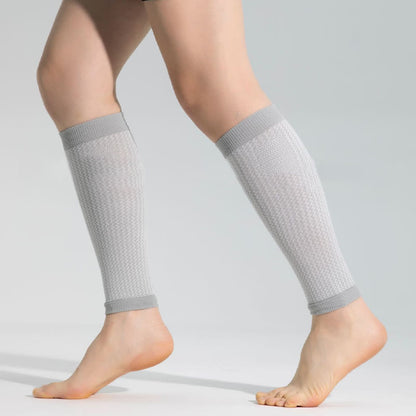 Sportliche Wadenkompressionsärmel mit Kontrastbesatz - Grau - Einheitsgröße - image 14