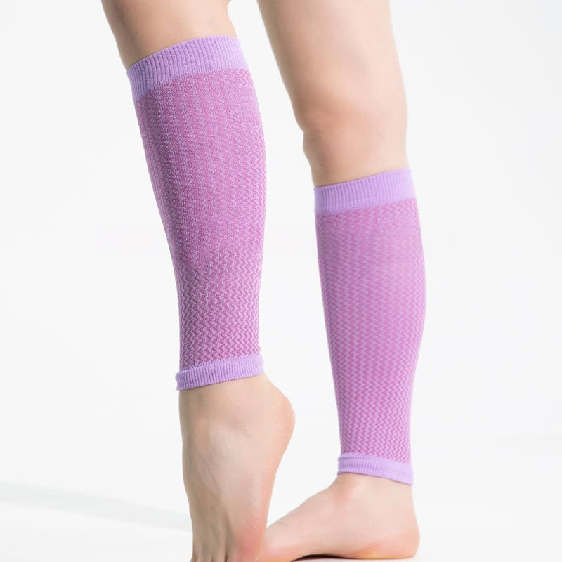 Sportliche Wadenkompressionsärmel mit Kontrastbesatz - Lila - Einheitsgröße - image 12