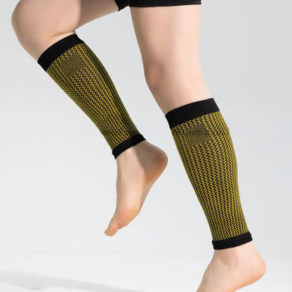 Sportliche Wadenkompressionsärmel mit Kontrastbesatz - Schwarz&Gelb - Einheitsgröße - image 5