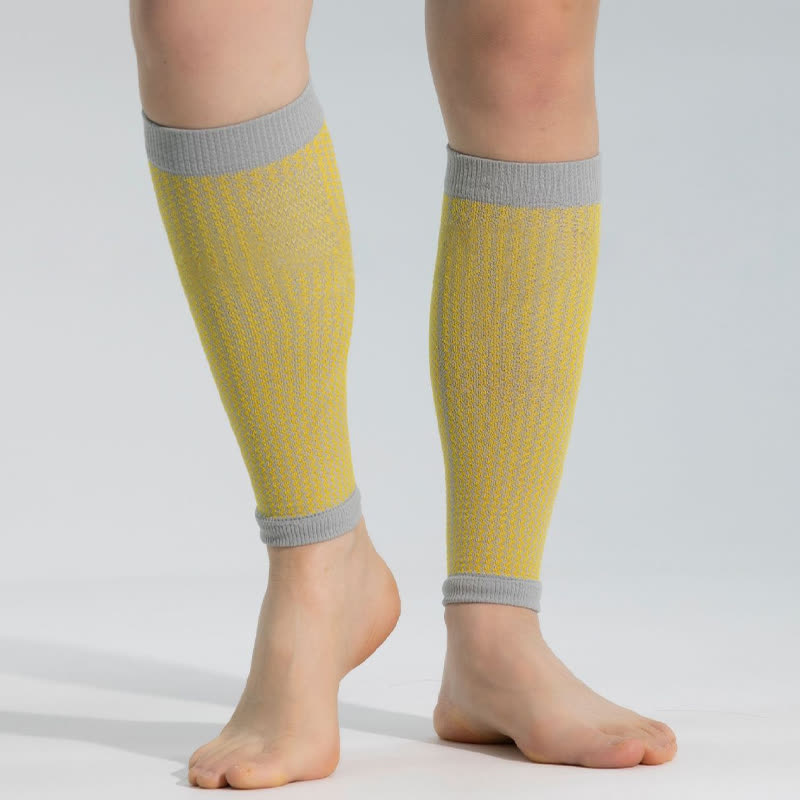 Sportliche Wadenkompressionsärmel mit Kontrastbesatz - Gelb&Grau - Einheitsgröße - image 15