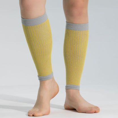 Sportliche Wadenkompressionsärmel mit Kontrastbesatz - Gelb&Grau - Einheitsgröße - image 15