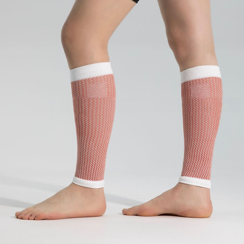 Sportliche Wadenkompressionsärmel mit Kontrastbesatz - Braun - Einheitsgröße - image 2