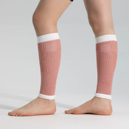 Sportliche Wadenkompressionsärmel mit Kontrastbesatz - Braun - Einheitsgröße - image 2