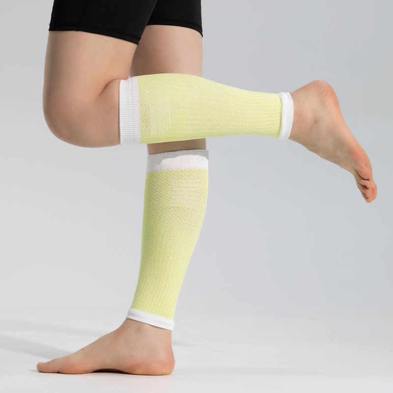 Sportliche Wadenkompressionsärmel mit Kontrastbesatz - Hellgelb - Einheitsgröße - image 1