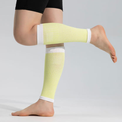 Sportliche Wadenkompressionsärmel mit Kontrastbesatz - Hellgelb - Einheitsgröße - image 1