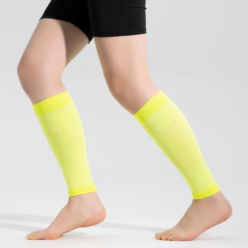 Sportliche Wadenkompressionsärmel mit Kontrastbesatz - Gelb - Einheitsgröße - image 9