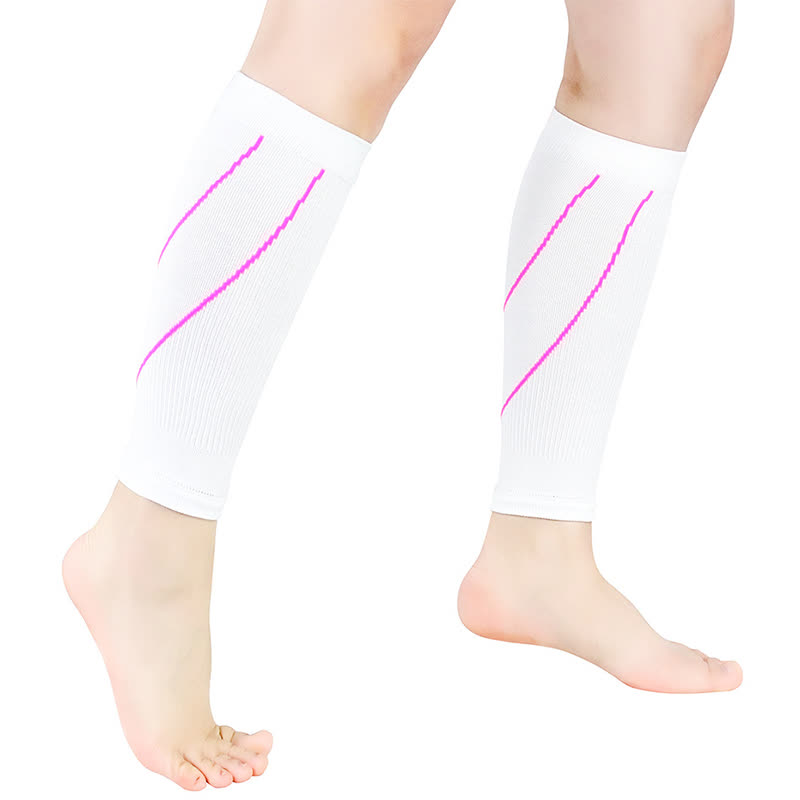 Kompressions-Wadenstulpen mit Kontraststreifen - Weiß&Rosa - XL - image 7
