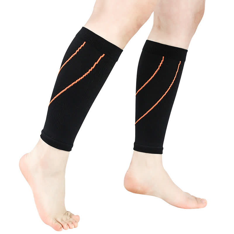 Kompressions-Wadenstulpen mit Kontraststreifen - Schwarz&Orange - XL - image 2