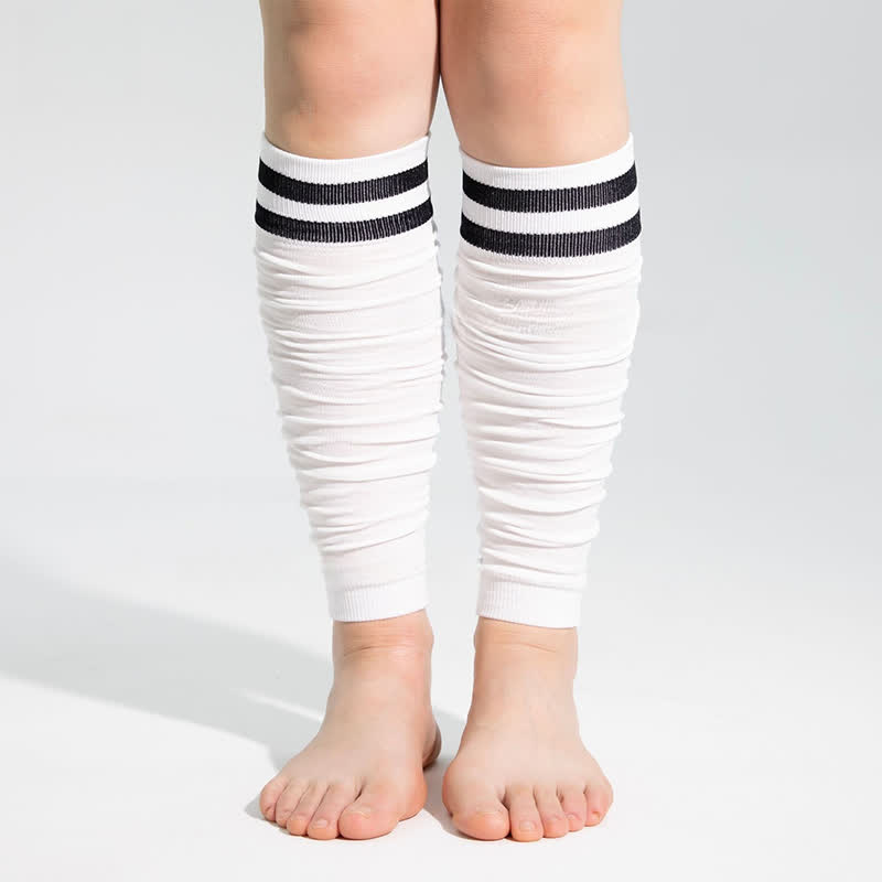 Gerüschte Kompressions-Wadenstulpen mit Doppelstreifen - Schwarz - Einheitsgröße - image 2