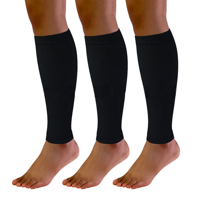 Einfarbige Fußball-Wadenkompressionsärmel (3 Paar) - Schwarz - XL - image 1