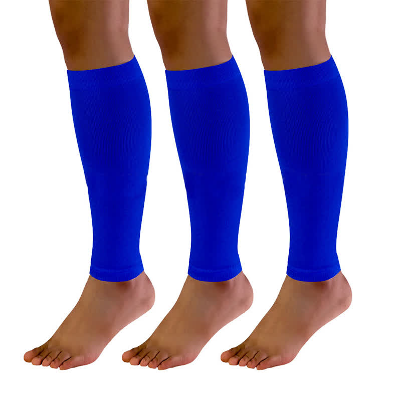Einfarbige Fußball-Wadenkompressionsärmel (3 Paar) - Blau - XL - image 3