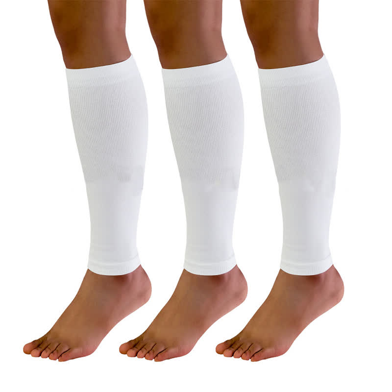 Einfarbige Fußball-Wadenkompressionsärmel (3 Paar) - Weiß - XL - image 2