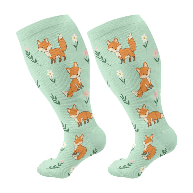 Kompressionsstrümpfe mit Tiermotiv und Blumenmuster in Übergröße (3 Paar) - Grün - 4XL - image 6